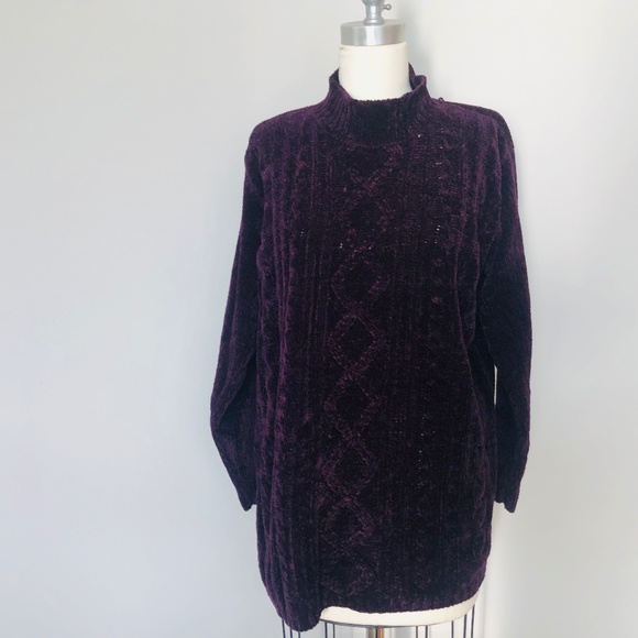 Eggplant Purple LARGE DRESS BARN Mockneck Long Sleeve Acrylic Pullover - Picture 1 of 8